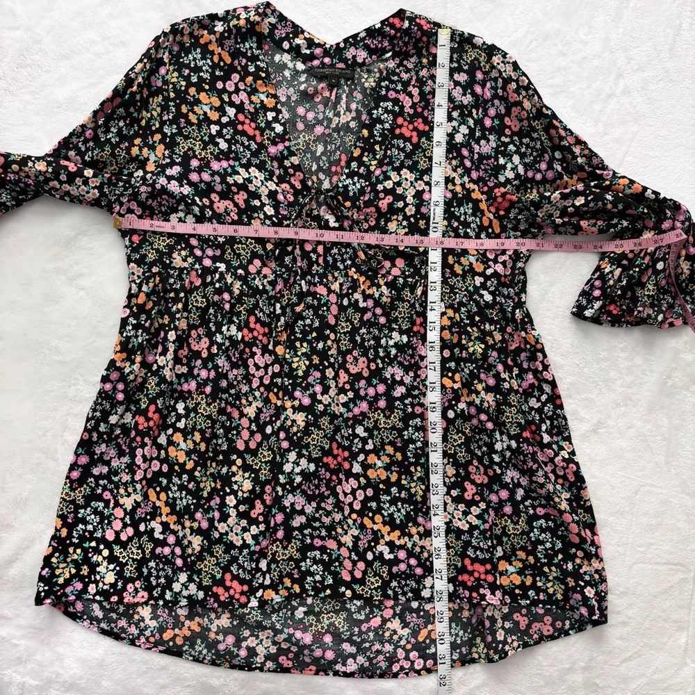 CHRISTIAN SIRIANO Boho 3/4 Sleeve Floral Tunic Top--EUC--M - Picture 16 of 16